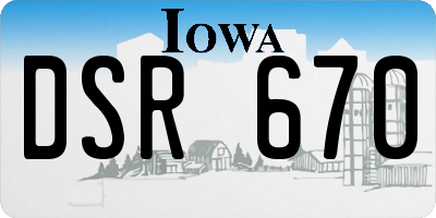 IA license plate DSR670