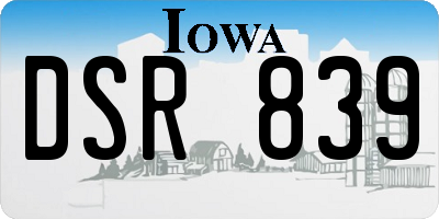 IA license plate DSR839
