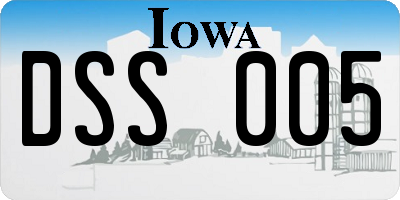 IA license plate DSS005
