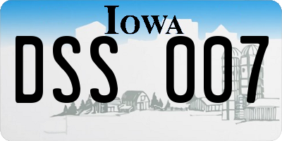 IA license plate DSS007