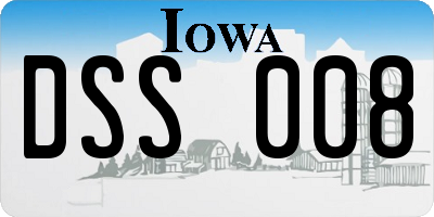 IA license plate DSS008