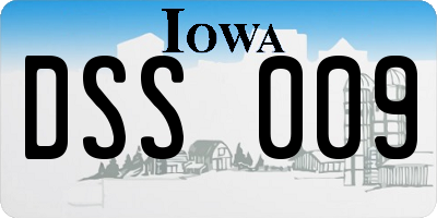 IA license plate DSS009