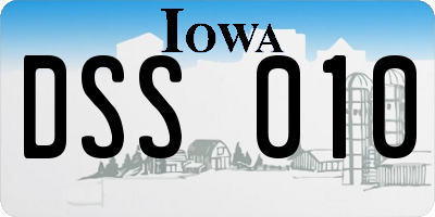IA license plate DSS010