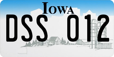 IA license plate DSS012
