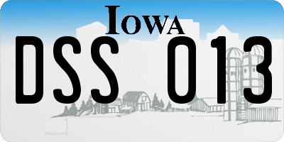 IA license plate DSS013