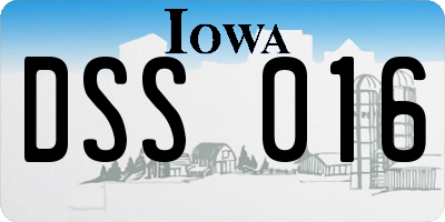 IA license plate DSS016