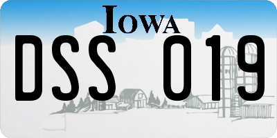 IA license plate DSS019