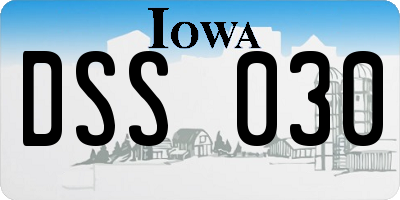 IA license plate DSS030