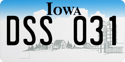 IA license plate DSS031