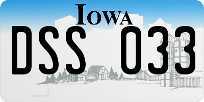 IA license plate DSS033