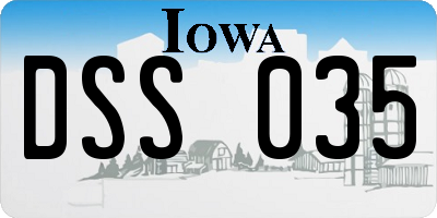 IA license plate DSS035