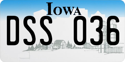 IA license plate DSS036