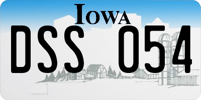 IA license plate DSS054