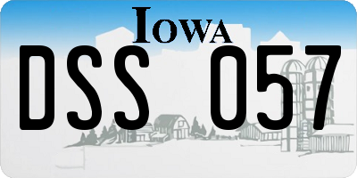 IA license plate DSS057