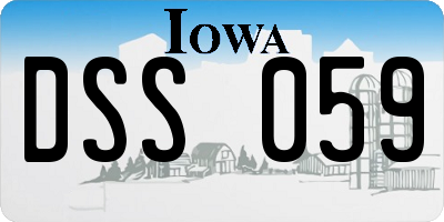 IA license plate DSS059