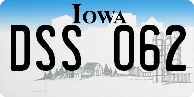 IA license plate DSS062