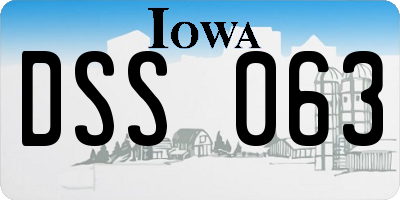 IA license plate DSS063