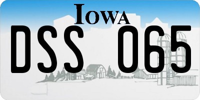 IA license plate DSS065