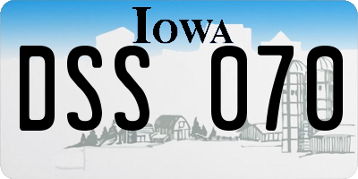 IA license plate DSS070
