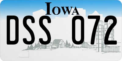 IA license plate DSS072