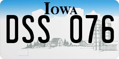IA license plate DSS076