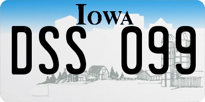IA license plate DSS099
