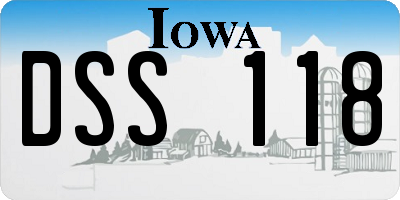 IA license plate DSS118