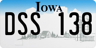 IA license plate DSS138