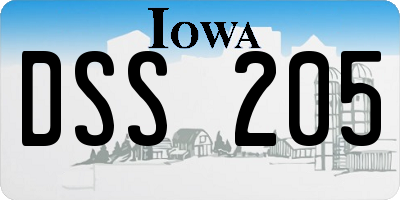IA license plate DSS205