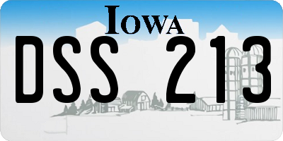 IA license plate DSS213