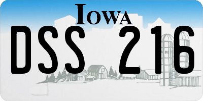 IA license plate DSS216
