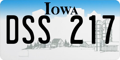 IA license plate DSS217