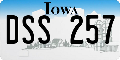 IA license plate DSS257