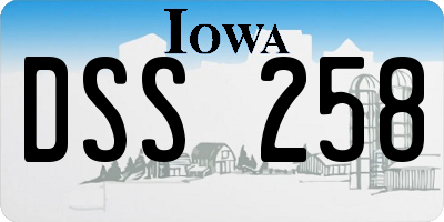 IA license plate DSS258
