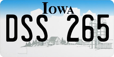 IA license plate DSS265