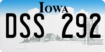 IA license plate DSS292