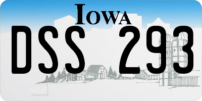 IA license plate DSS293