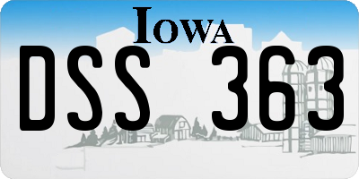 IA license plate DSS363