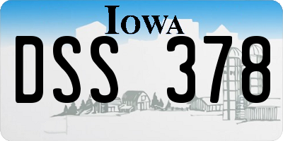 IA license plate DSS378