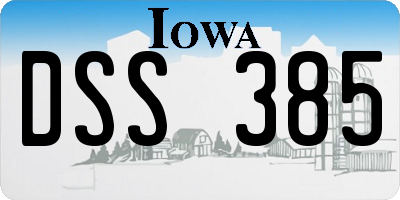 IA license plate DSS385