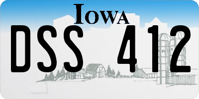 IA license plate DSS412