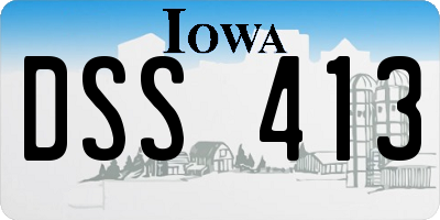 IA license plate DSS413