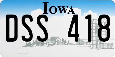 IA license plate DSS418
