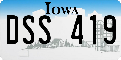 IA license plate DSS419