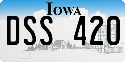 IA license plate DSS420