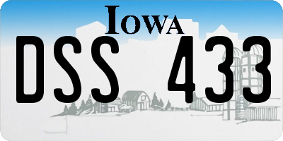 IA license plate DSS433