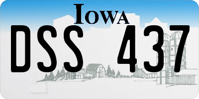 IA license plate DSS437