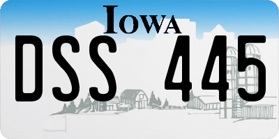 IA license plate DSS445