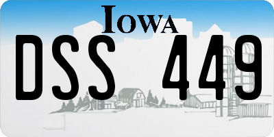 IA license plate DSS449