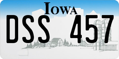 IA license plate DSS457